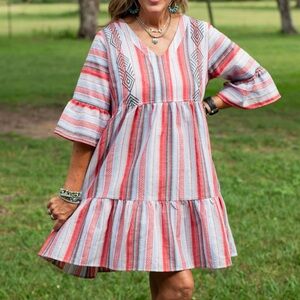 EASEL Embroidered Boho Western Festival Tunic Dress Size Medium